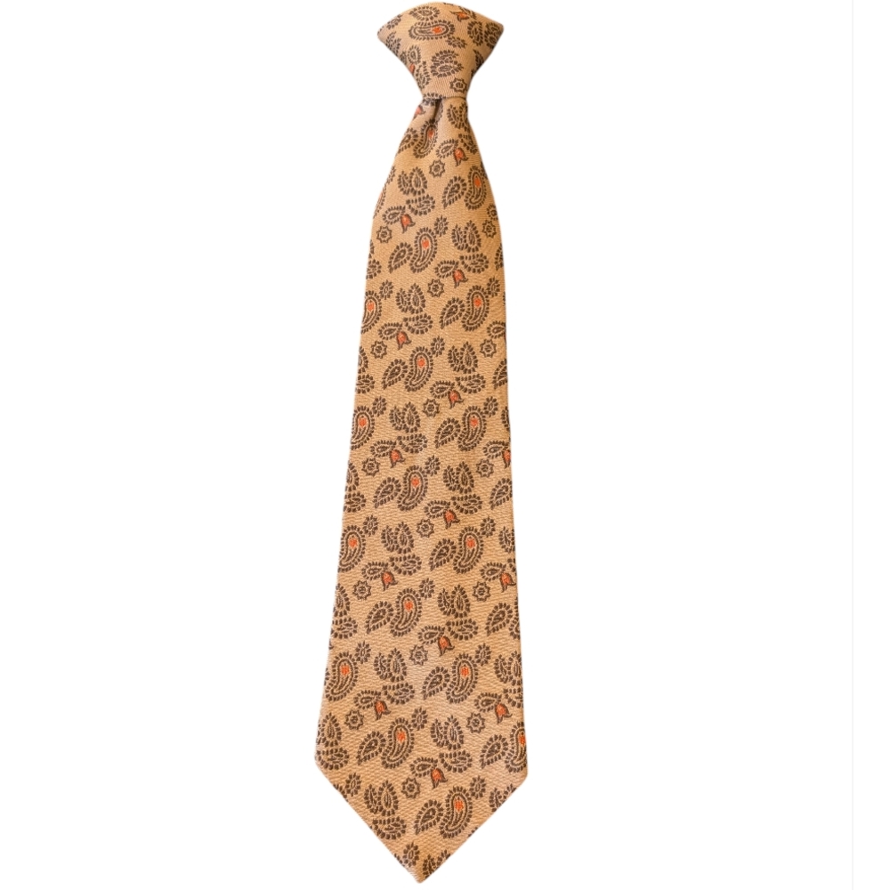 Vintage 70s Sears Snapper The Men's Store clip on tie. Brown & Orange. 17.25"